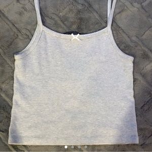 Brandy Melville Belle Gray White Striped Tank Bow